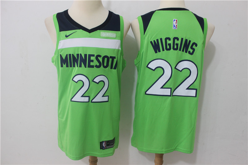 Men Minnesota Timberwolves #22 Wiggins Green Game Nike NBA Jerseys->->NBA Jersey